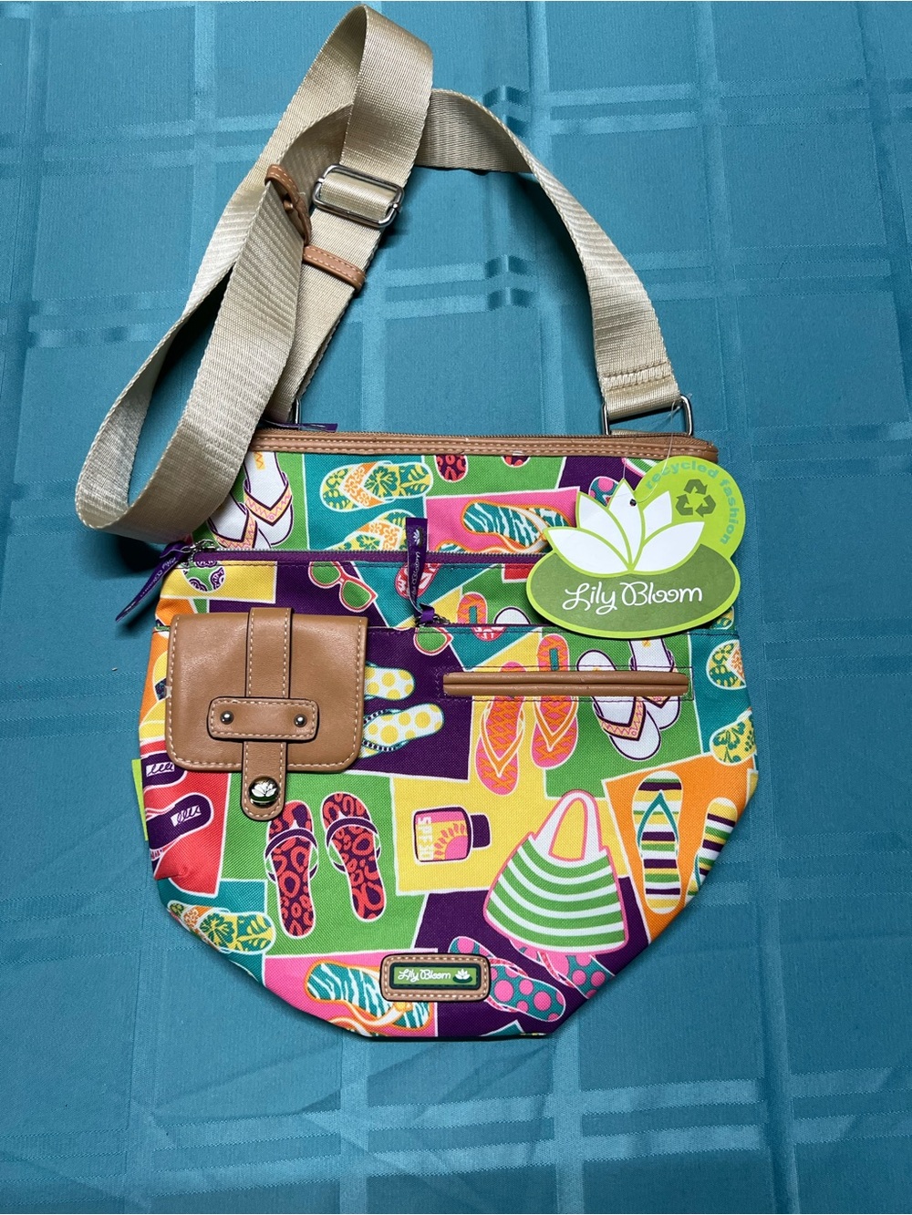New W/ Tag Lily Bloom Multicolor Canvas Crossbody Bag